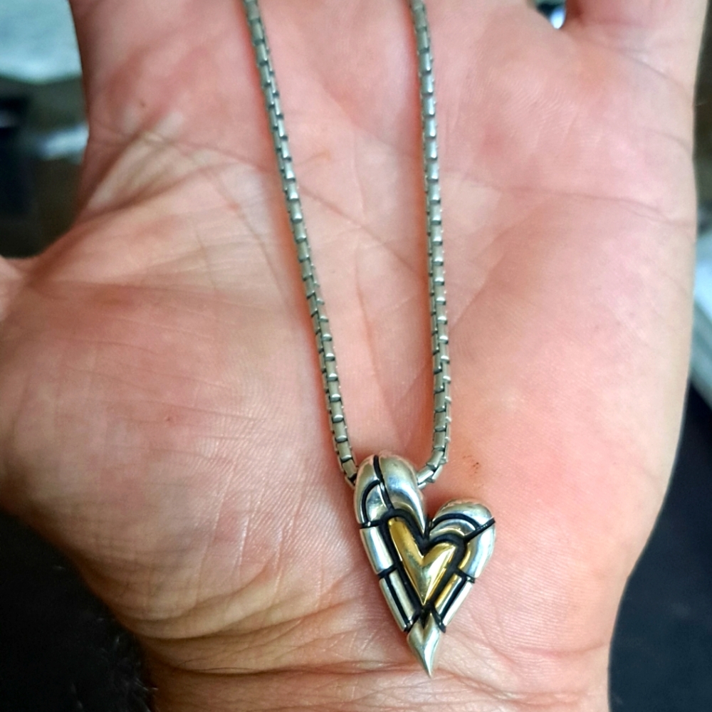 *SOLD* John Atencio  SS & 18k Gold Capture Heart Pendent Necklace